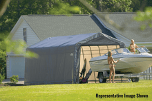 Load image into Gallery viewer, ShelterLogic 12x28x8 Peak Style Shelter, Green/Grey Cover