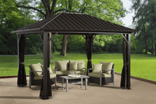 Load image into Gallery viewer, Sojag Genova Hard Top Gazebo with Steel Roof plus Mosquito Netting