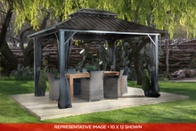 Load image into Gallery viewer, Sojag 12&#39; x 16&#39; Genova II Double-Roof Aluminum Gazebo 4-Season Outdoor Shelter with Galvanized Steel Roof Panels and Mosquito Netting
