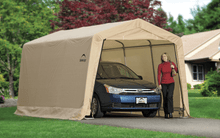 Load image into Gallery viewer, ShelterLogic 10 ft. x 15 ft. x 8 ft. Compact Auto Shelter Instant Garage, 1-3/8&quot; 4-Rib Peak Style Frame, Sandstone Cover
