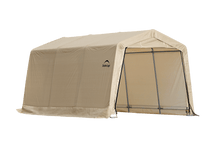 Load image into Gallery viewer, ShelterLogic 10 ft. x 15 ft. x 8 ft. Compact Auto Shelter Instant Garage, 1-3/8&quot; 4-Rib Peak Style Frame, Sandstone Cover