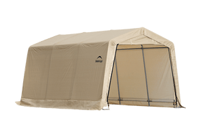 ShelterLogic 10 ft. x 15 ft. x 8 ft. Compact Auto Shelter Instant Garage, 1-3/8" 4-Rib Peak Style Frame, Sandstone Cover
