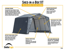 Load image into Gallery viewer, ShelterLogic Shed-in-a-Box XT 12x12x9.5 Peak Gray