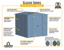 Load image into Gallery viewer, Arrow Classic Steel Storage Shed, 6x7