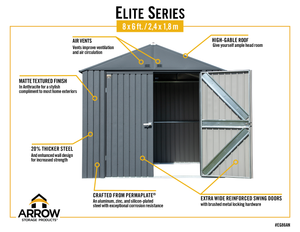 Arrow Elite Steel Storage Shed, 8x6