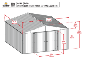 Arrow Elite Steel Storage Shed, 14x14