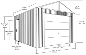 Sojag 12x15 Everest Steel Storage Garage Kit - Charcoal