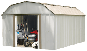 Arrow Lexington 10 x 14 ft. Steel Storage Shed Barn Style Taupe/Eggshell