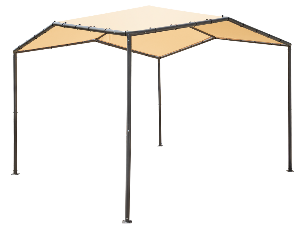 10x10 Pacifica Gazebo Canopy Charcoal Frame and Marzipan Tan Cover