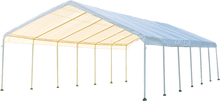 Load image into Gallery viewer, ShelterLogic SuperMax Canopy 18 x 40 ft, 2&quot; 14-Leg Frame, White Cover, FR Rated