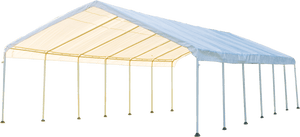 ShelterLogic SuperMax Canopy 18 x 40 ft, 2" 14-Leg Frame, White Cover, FR Rated