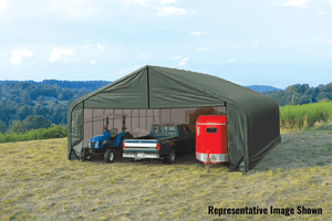 ShelterLogic 28x28x20 Peak Style Shelter, Green Cover