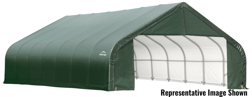 ShelterLogic 28x28x20 Peak Style Shelter, Green Cover