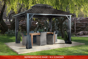 Sojag 12' x 16' Genova II Double-Roof Aluminum Gazebo 4-Season Outdoor Shelter with Galvanized Steel Roof Panels and Mosquito Netting