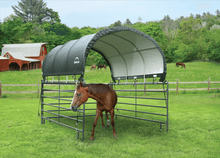 Load image into Gallery viewer, ShelterLogic Corral Shelter Livestock Shade 10 x 10 ft. Powder Coated Green