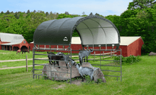 Load image into Gallery viewer, ShelterLogic Corral Shelter Livestock Shade 10 x 10 ft. Powder Coated Green