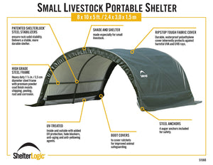 Small Livestock Portable Shelter 8x10x5 Shelter ShelterLogic