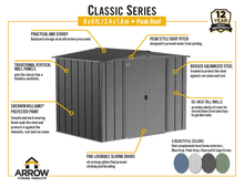 Load image into Gallery viewer, Arrow Classic Steel Storage Shed, 8x6