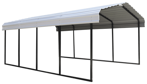 Arrow Steel Carport 12 x 20 x 7 ft. Galvanized Black/Eggshell