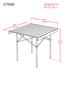 Camp & Go 30 inch Roll Top Table Schematics