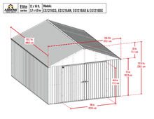 Load image into Gallery viewer, Arrow Elite Steel Storage Shed, 12x16 Schematics