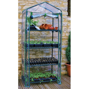 Riverstone Industries GENESIS 4 Tier Portable Rolling Greenhouse with Clear Cover