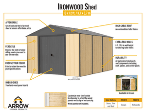 Ironwood Steel Hybrid Shed Kit 10 x 12 ft. Galvanized Anthracite