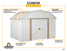 Load image into Gallery viewer, Arrow Sheds Lexington 10 x 8 ft. Steel Storage Shed Barn Style Taupe/Eggshell