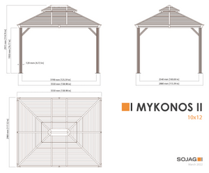 Sojag Mykonos II No.93D Gazebo Steel Roof 10 x 12 ft
