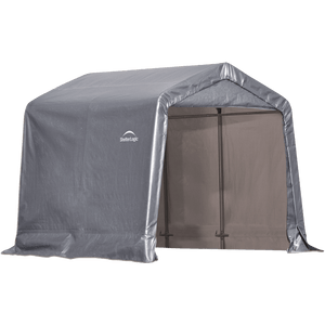 ShelterLogic 8' x 8' Shed-in-a-Box All Season Steel Metal Peak Roof Outdoor Storage Shed with  Waterproof Cover and Heavy Duty Reusable Auger Anchors