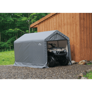 ShelterLogic 6×10×6'6" Peak Style Storage Shed, 1-3/8" Frame, Grey Cover