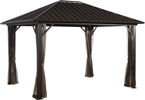 Sojag 12' x 16' Genova II Double-Roof Aluminum Gazebo 4-Season Outdoor Shelter with Galvanized Steel Roof Panels and Mosquito Netting