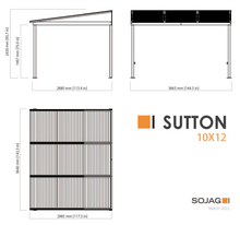 Load image into Gallery viewer, Sojag Sutton Wall-Mounted Gazebo 10 x 12 ft Schematics