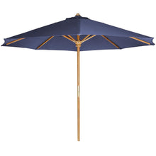 Load image into Gallery viewer, 10-ft Teak Market Umbrella with Blue Canopy