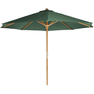 10-ft Teak Market Umbrella with Green Canopy