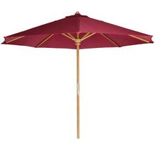 Load image into Gallery viewer, 10-ft Teak Market Umbrella with Red Canopy