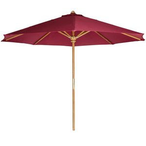 10-ft Teak Market Umbrella with Red Canopy