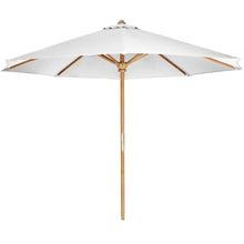 Load image into Gallery viewer, 10-ft Teak Market Umbrella with White Canopy