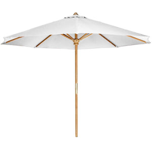 10-ft Teak Market Umbrella with White Canopy