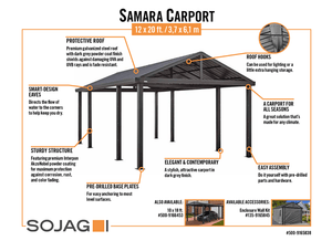 Sojag Samara 12x20 Dark Grey Metal Carport Kit