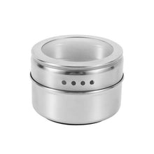 Load image into Gallery viewer, LMETJMA Magnetic Spice Jars With Wall Mounted Rack Stainless Steel Spice Tins Spice Seasoning Containers With Spice Label KC0305